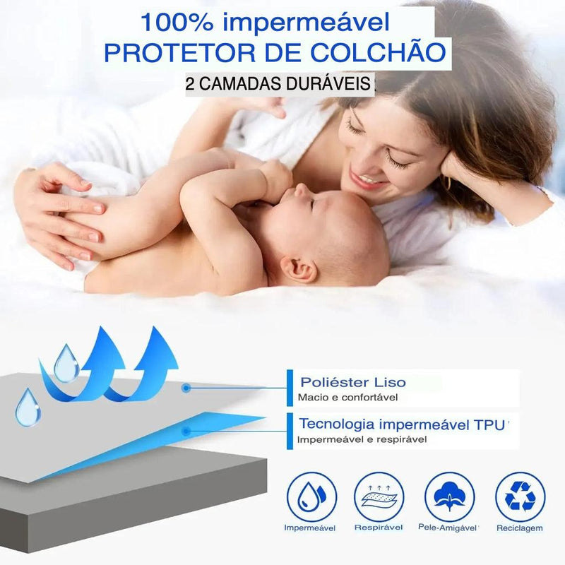 Protetor de colchão impermeável - Soft Confortável Respirável Cor Sólida